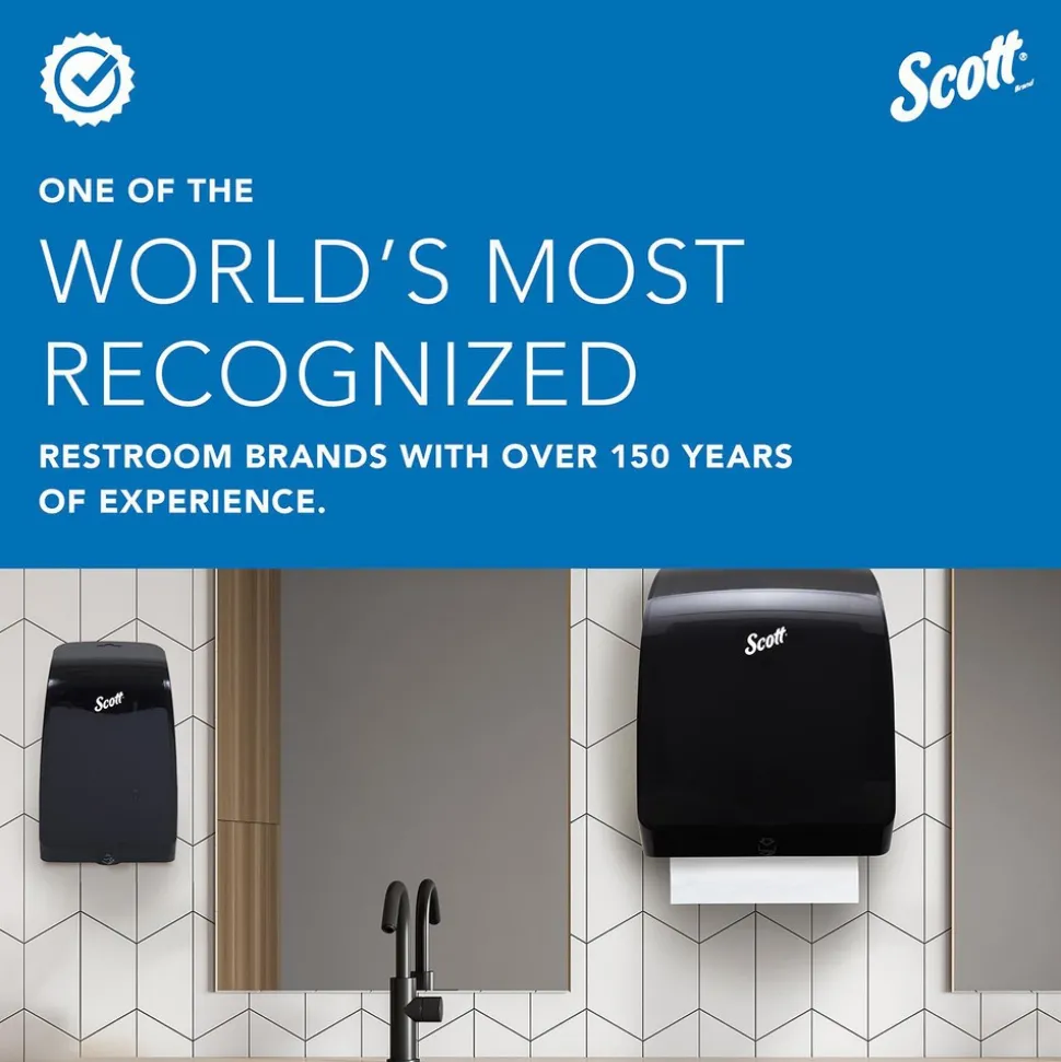 Essential Automatic Hard Roll Towel Dispenser, Black, for Purple Core Scott Roll Towels, 12.70" x 15.76" x 9.57"
