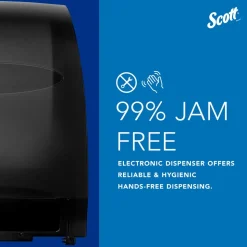 Essential Automatic Hard Roll Towel Dispenser, Black, for Purple Core Scott Roll Towels, 12.70