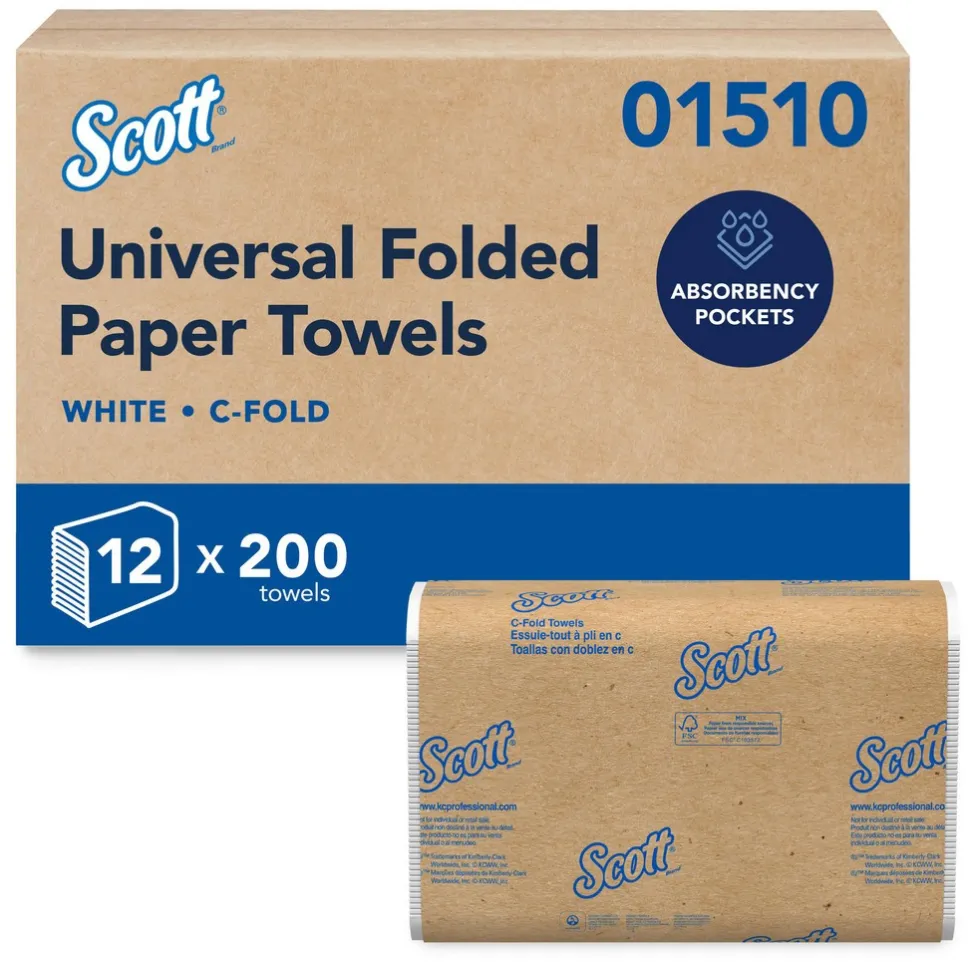 Essential C-Fold Paper Towels (01510), with Fast-Drying Absorbency Pockets™, White