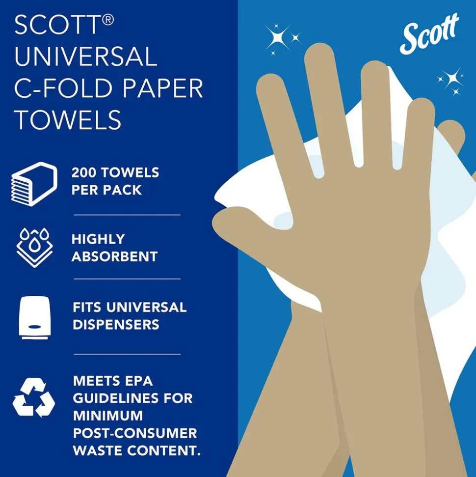 Essential C-Fold Paper Towels (01510), with Fast-Drying Absorbency Pockets™, White