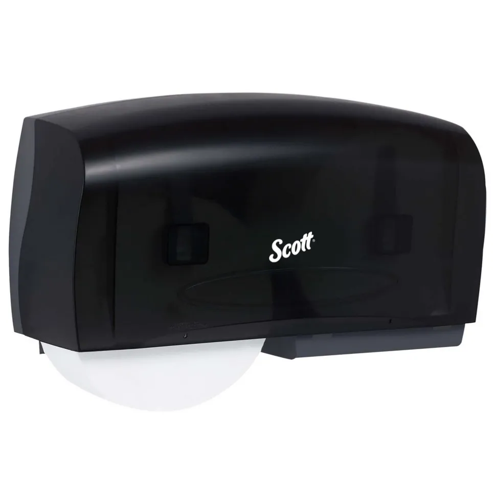 Essential Coreless Jumbo Roll Toilet Paper Dispenser, 2 Roll Capacity, Black, 20.1" x 10.9" x 5.9"