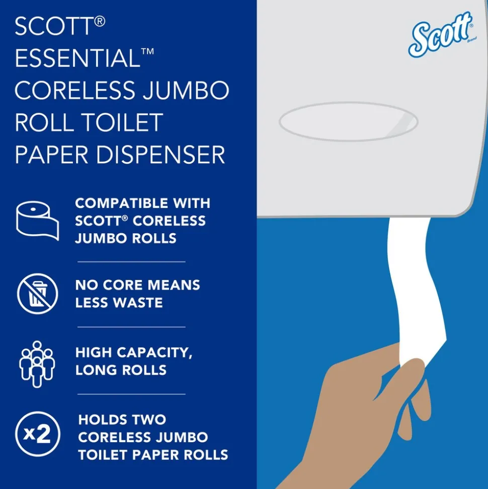 Essential Coreless Jumbo Roll Toilet Paper Dispenser, 2 Roll Capacity, Black, 20.1" x 10.9" x 5.9"