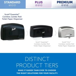 Essential Coreless Jumbo Roll Toilet Paper Dispenser with Stub Roll, Black, 14.25" x 9.75" x 6.00"
