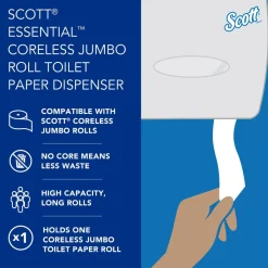Essential Coreless Jumbo Roll Toilet Paper Dispenser with Stub Roll, Black, 14.25