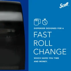 Essential Manual Hard Roll Towel Dispenser, Black, for Purple Core Scott Roll Towels, 12.63