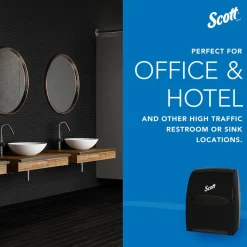 Essential Manual Hard Roll Towel Dispenser, Black, for Purple Core Scott Roll Towels, 12.63