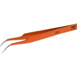 4.5" E-Z Pik Tweezers: Style 7, Orange, Curved with Fine Tips