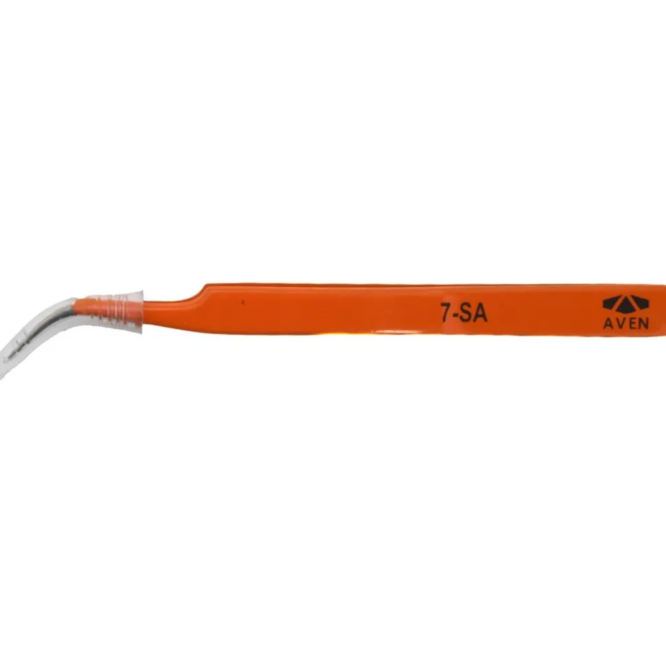 4.5" E-Z Pik Tweezers: Style 7, Orange, Curved with Fine Tips
