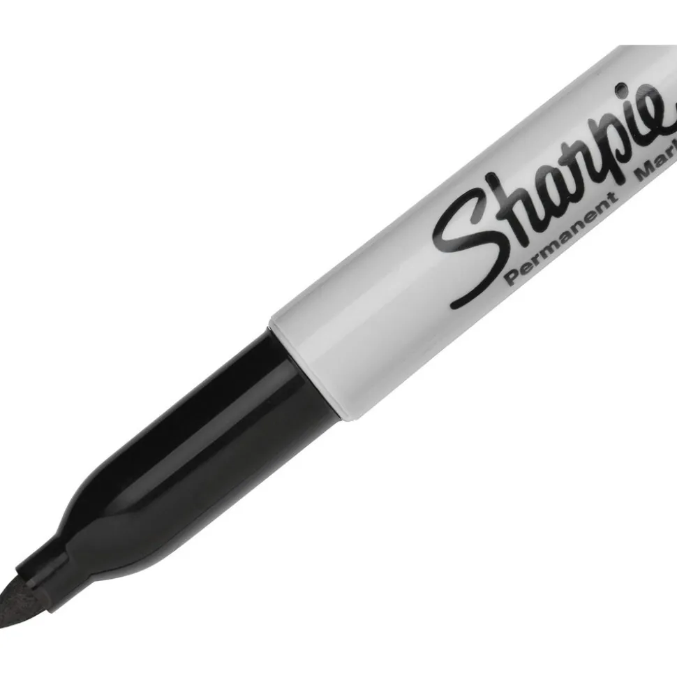 Fine Point Permanent: Jet Black, Solvent-Based, Point Tip