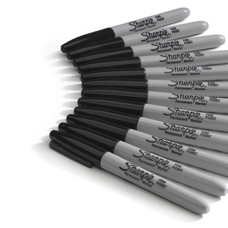 Fine Point Permanent: Jet Black, Solvent-Based, Point Tip