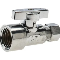 FIP 1/2 Inlet, 125 Max psi, Chrome Finish, Brass Water Supply Stop Valve