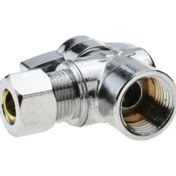 FIP 3/8 Inlet, 125 Max psi, Chrome Finish, Brass Water Supply Stop Valve
