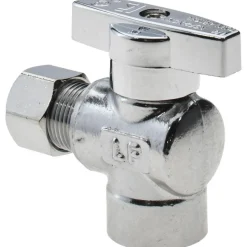 FIP 3/8 Inlet, 125 Max psi, Chrome Finish, Brass Water Supply Stop Valve