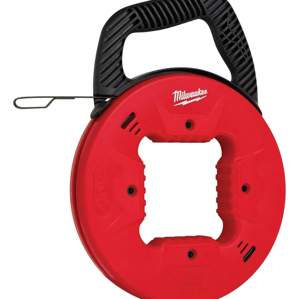 Fish Tapes: Tape Type: Marked; Material: Steel; Tape Width (Decimal Inch): 0.125 in; Winder Case: Yes