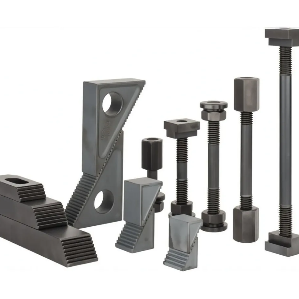 Fixture Clamp Step Block & Clamp Set: 52 Pc, 1/2-13 Stud Thread, 5/8" T-Slot, 1" Step Block Width