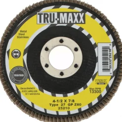 Flap Disc: 4-1/2" Dia, 7/8" Hole, Zirconia Alumina, Type 27