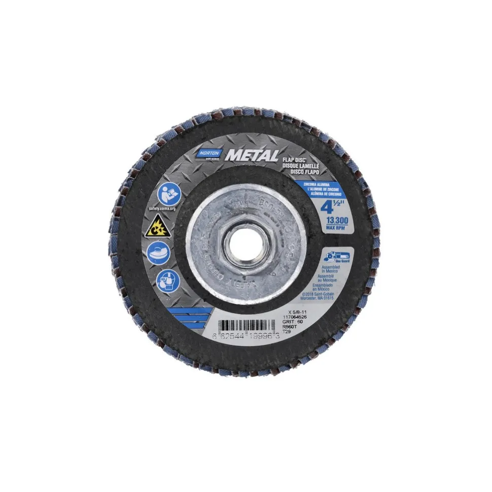 Flap Disc: 4-1/2" Dia, Zirconia Alumina, Type 29