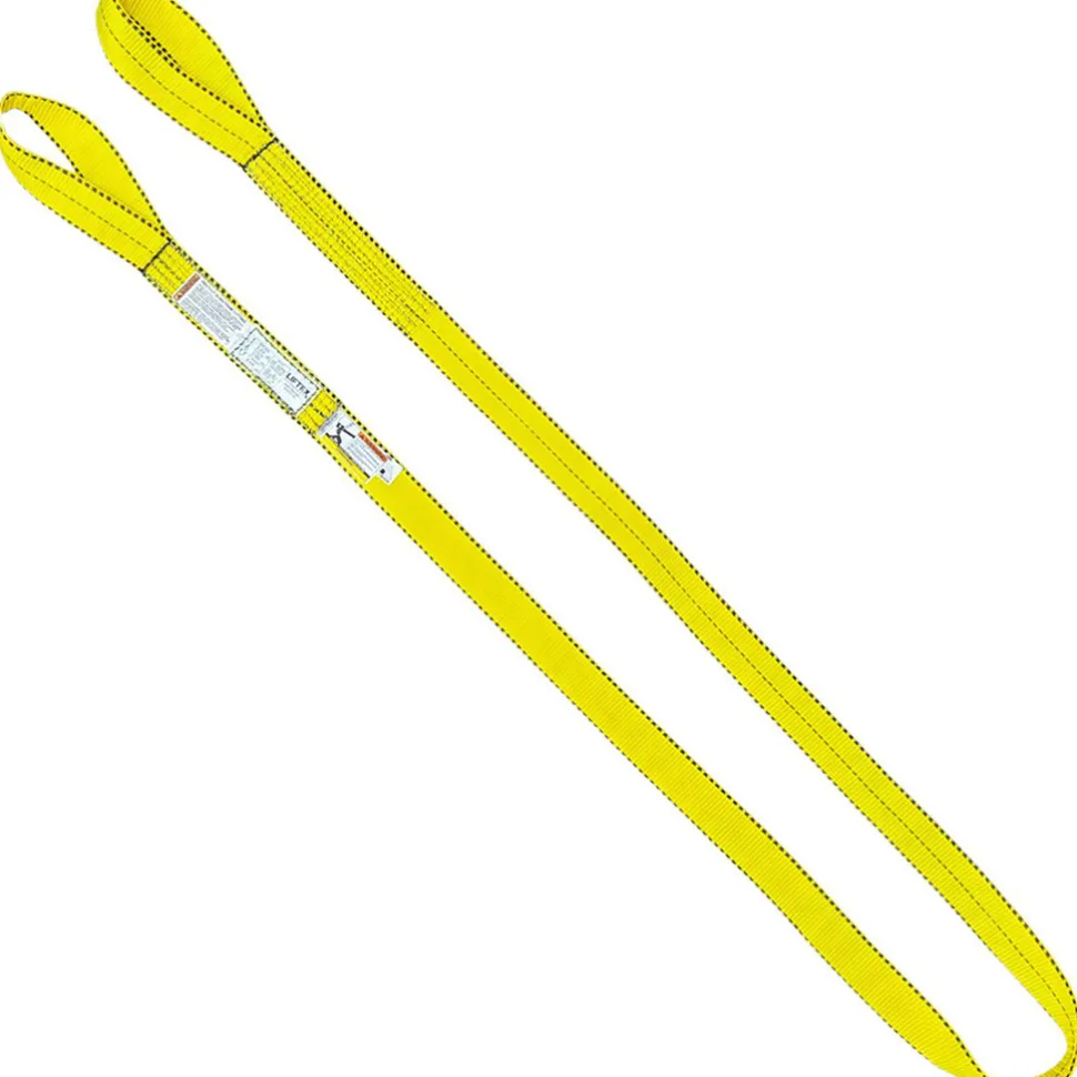 Flat Eye & Eye, Type 3 Web Sling: 4' Long, 2" Wide, 6400 lb Vertical Capacity, Polyester