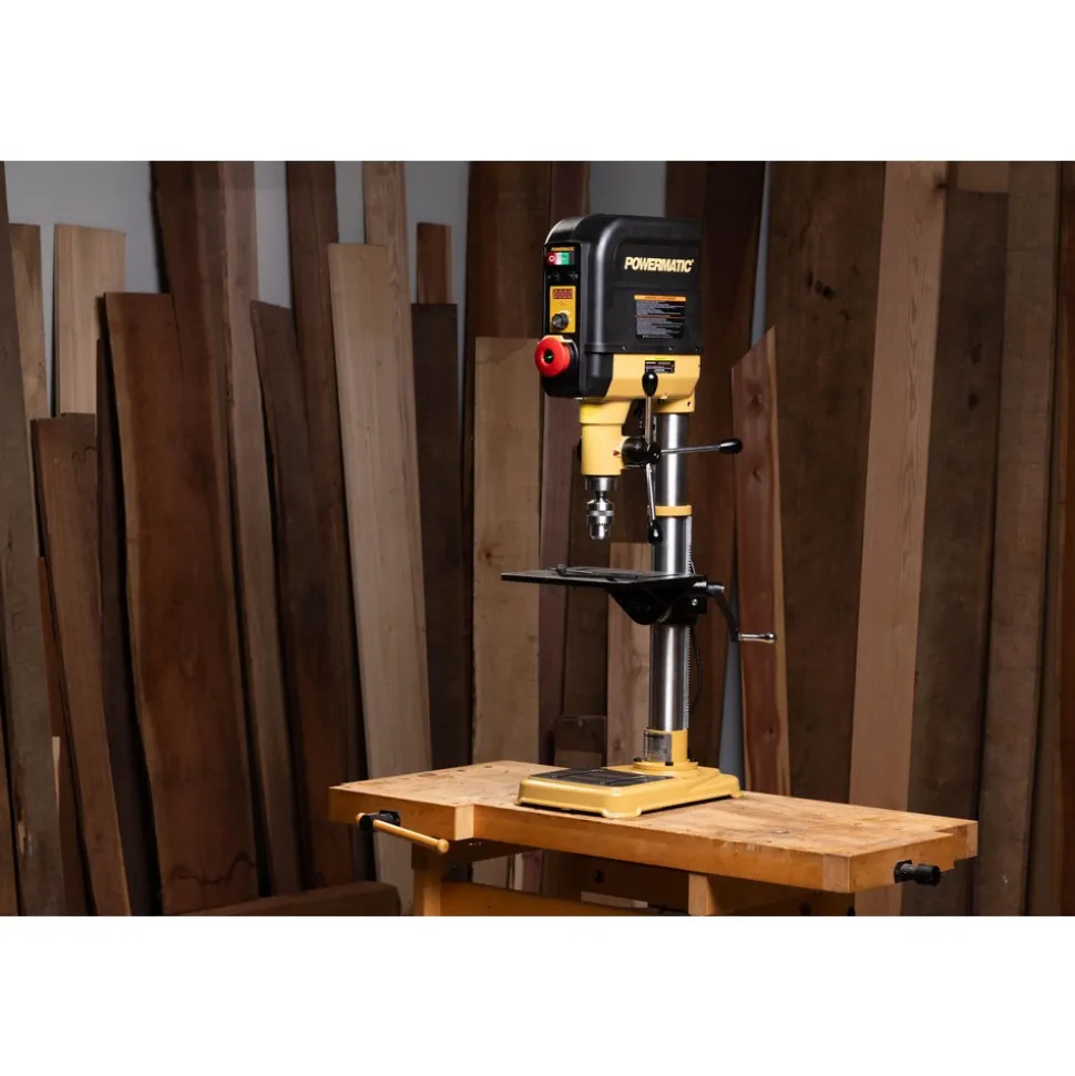 Floor Drill Press: 15" Swing, Geared Head, Variable Speed Pulley, 115V, Single Phase