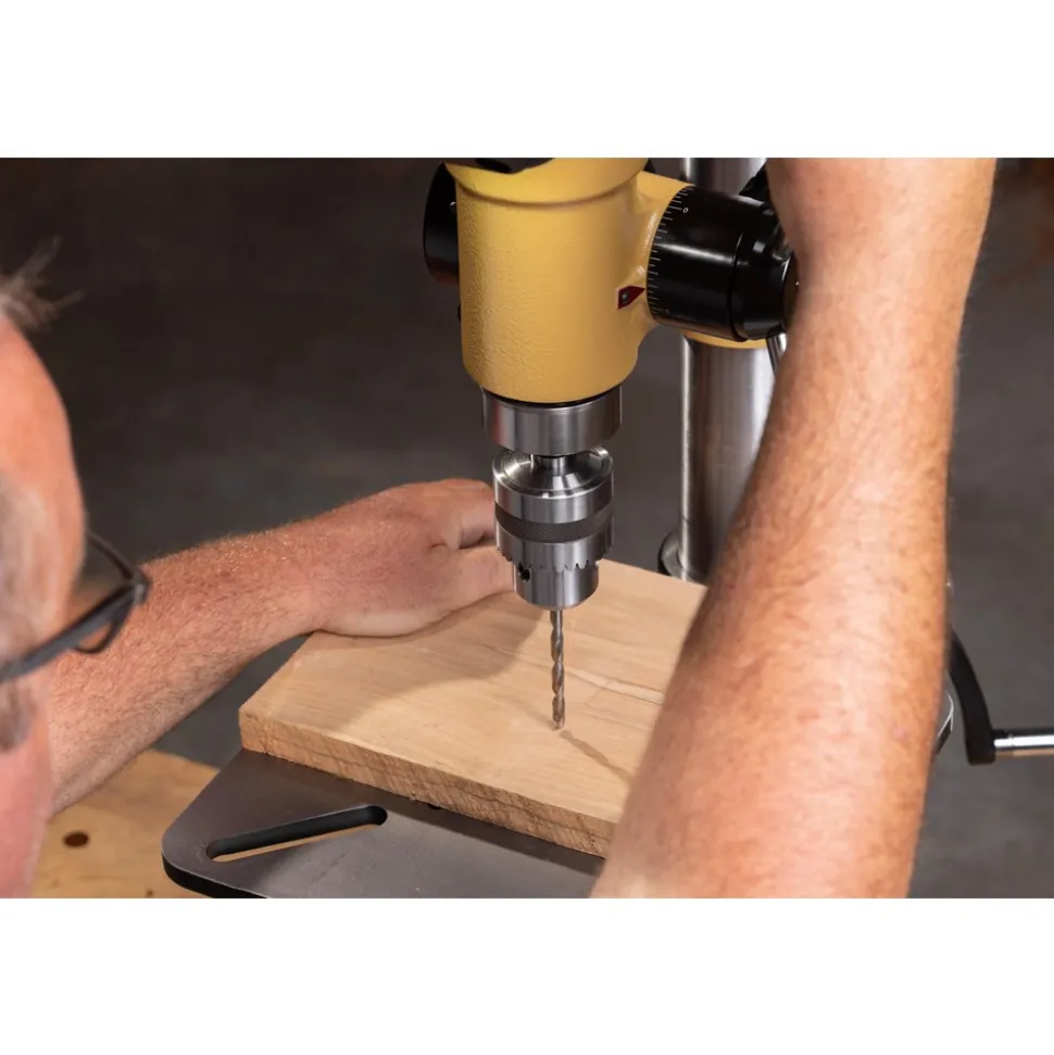Floor Drill Press: 15" Swing, Geared Head, Variable Speed Pulley, 115V, Single Phase