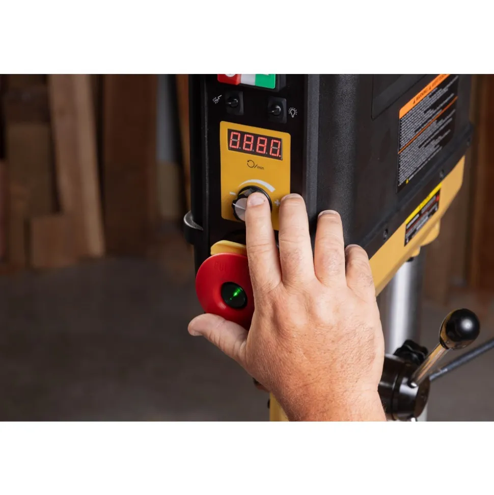 Floor Drill Press: 15" Swing, Geared Head, Variable Speed Pulley, 115V, Single Phase