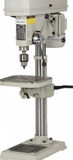 Floor Drill Press: 17.8740" Swing, 1 hp, Step Pulley Drive, 115 V, 1 Phase