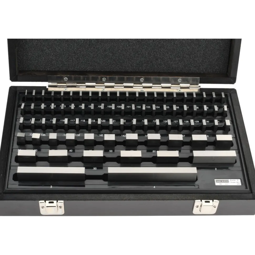 Gage Block Set: 0.05 to 4'' Range, 81 Pc, AS-1 Grade, Steel