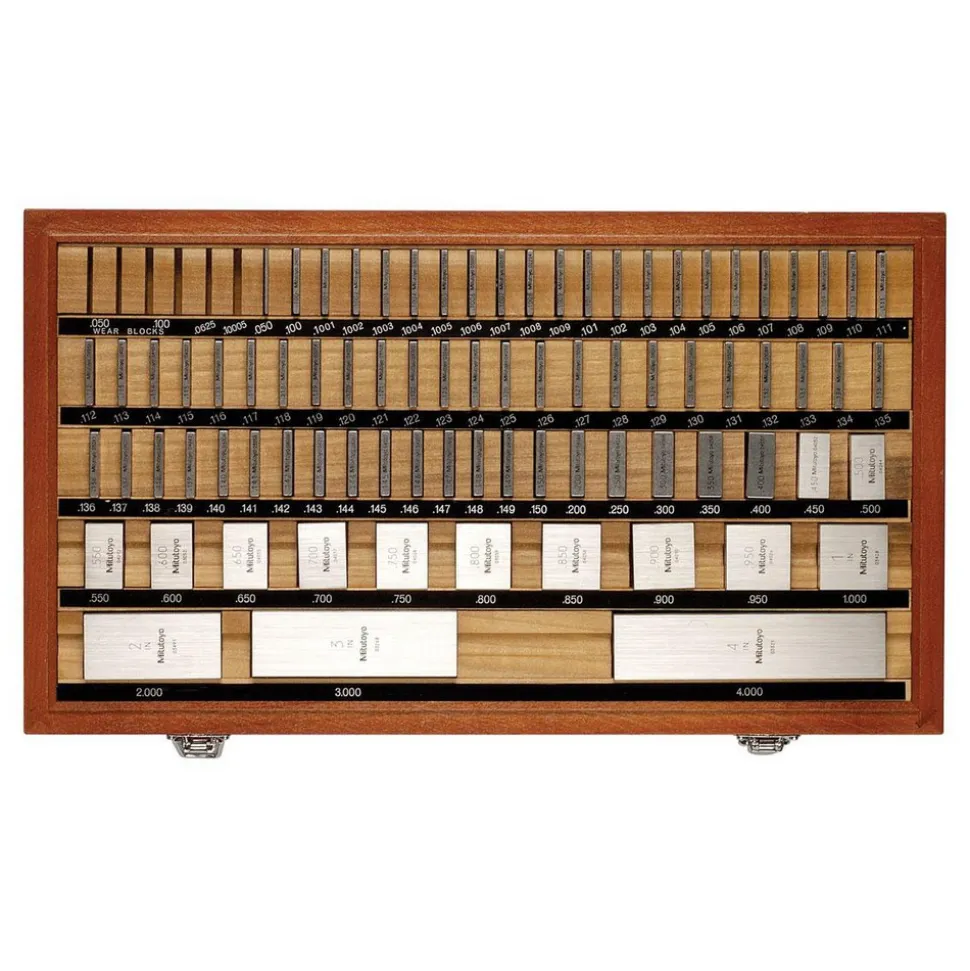 Gage Block Set: 0.05 to 4'' Range, 81 Pc, Steel