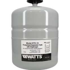 1.0 Gallon Capacity, 2.1 Gallon Tank, 8" Dia, 12-1/2" High, 1/2" Port, Expansion Tank