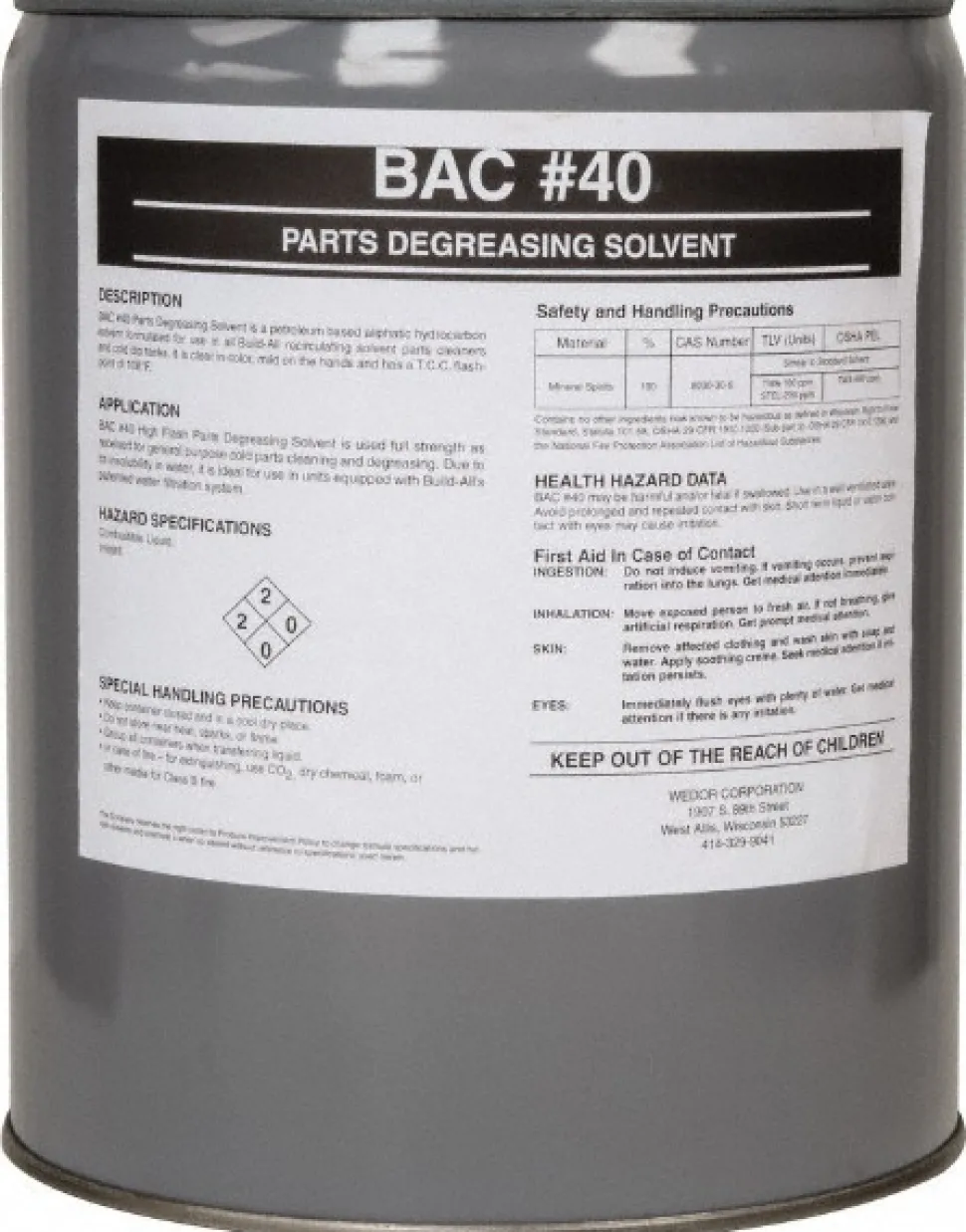 5 Gal Pail Parts Washer Fluid