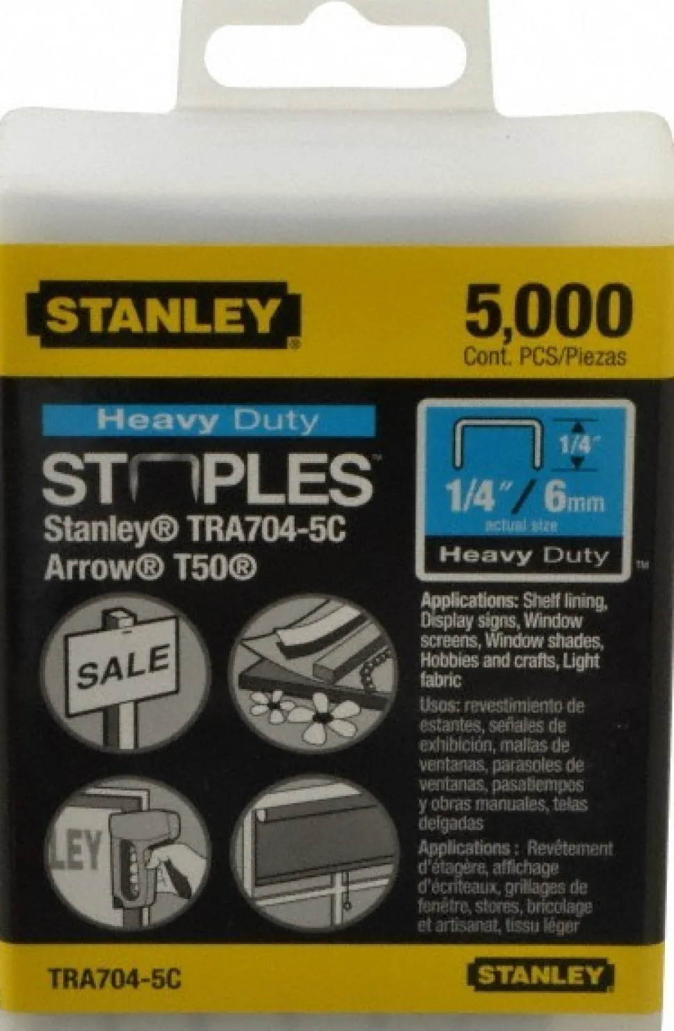 Galvanized Steel Heavy-Duty Power Crown Staple: 1/4" Leg Length