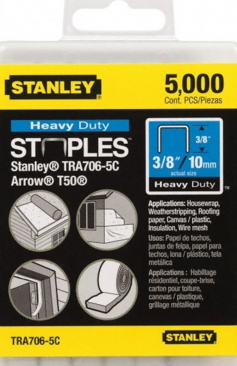 Galvanized Steel Heavy-Duty Power Crown Staple: 3/8" Leg Length