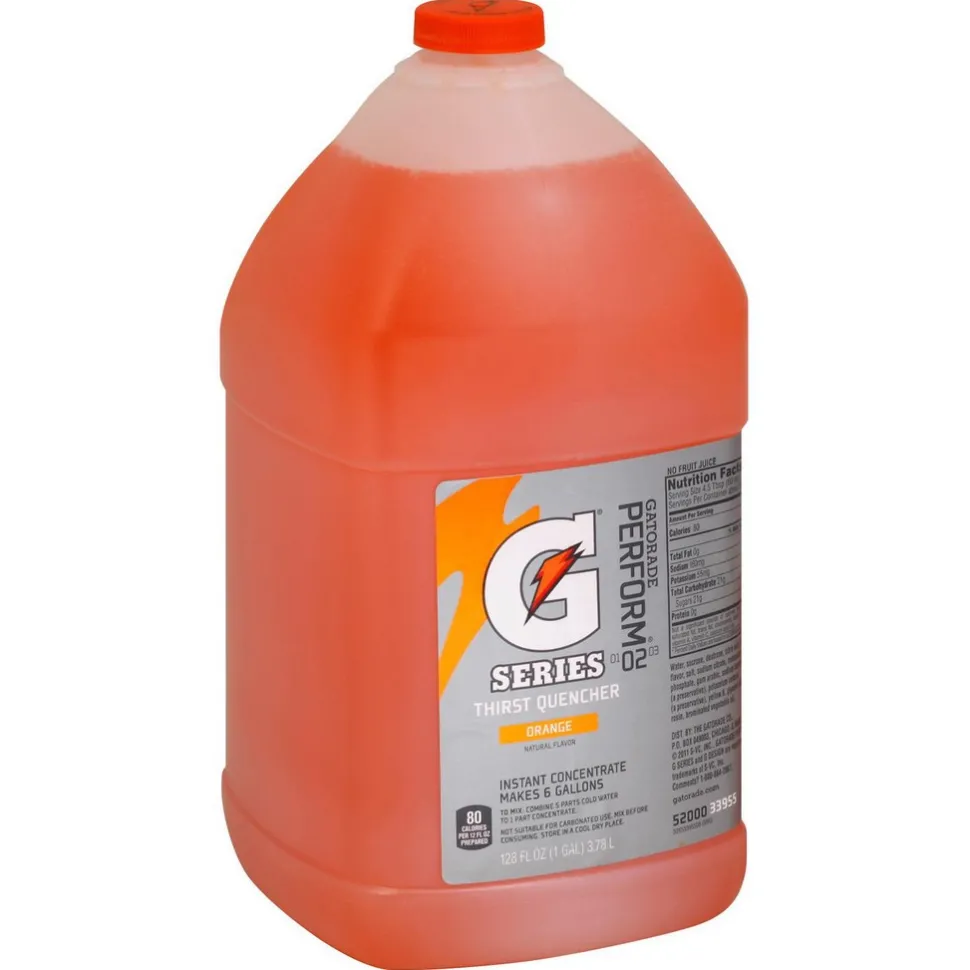 Gatorade Sports Drink: 1 gal Bottle, Orange, Liquid Concentrate, Yields 6.00 gal