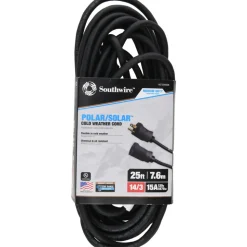 25', 14/3 Gauge/Conductors, Black Outdoor Extension Cord