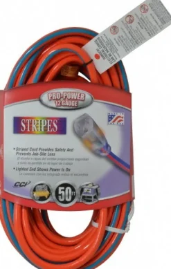 50', 12/3 Gauge/Conductors, Orange/Blue Outdoor Extension Cord