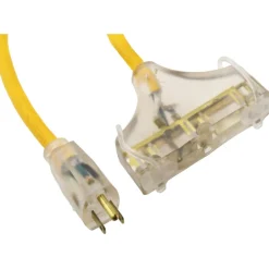 25', 12/3 Gauge/Conductors, Yellow Indoor & Outdoor Extension Cord