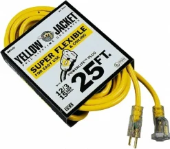 25', 12/3 Gauge/Conductors, Yellow Outdoor Extension Cord
