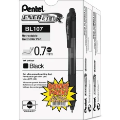 Gel Roller Ball Pen: 0.7 mm Tip, Black Ink
