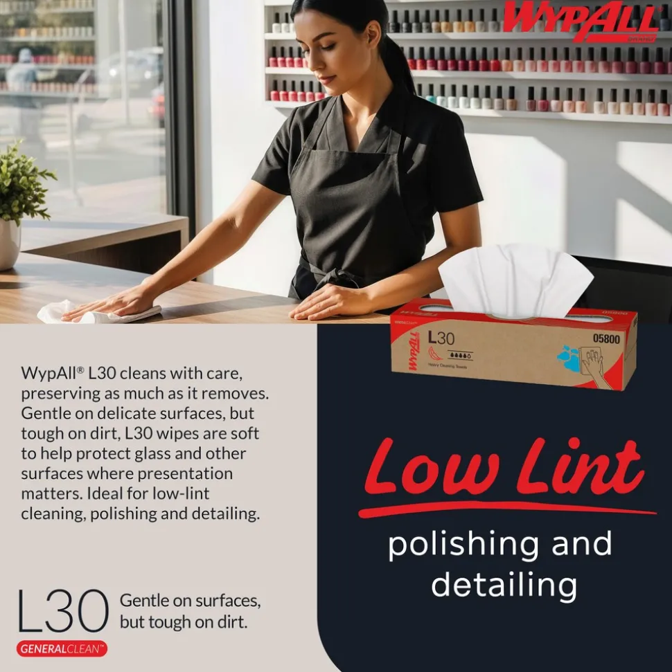 GeneralClean™ L30 Heavy Duty Cleaning Towels (05800), Pop-Up Box, Strong and Soft Towels, White