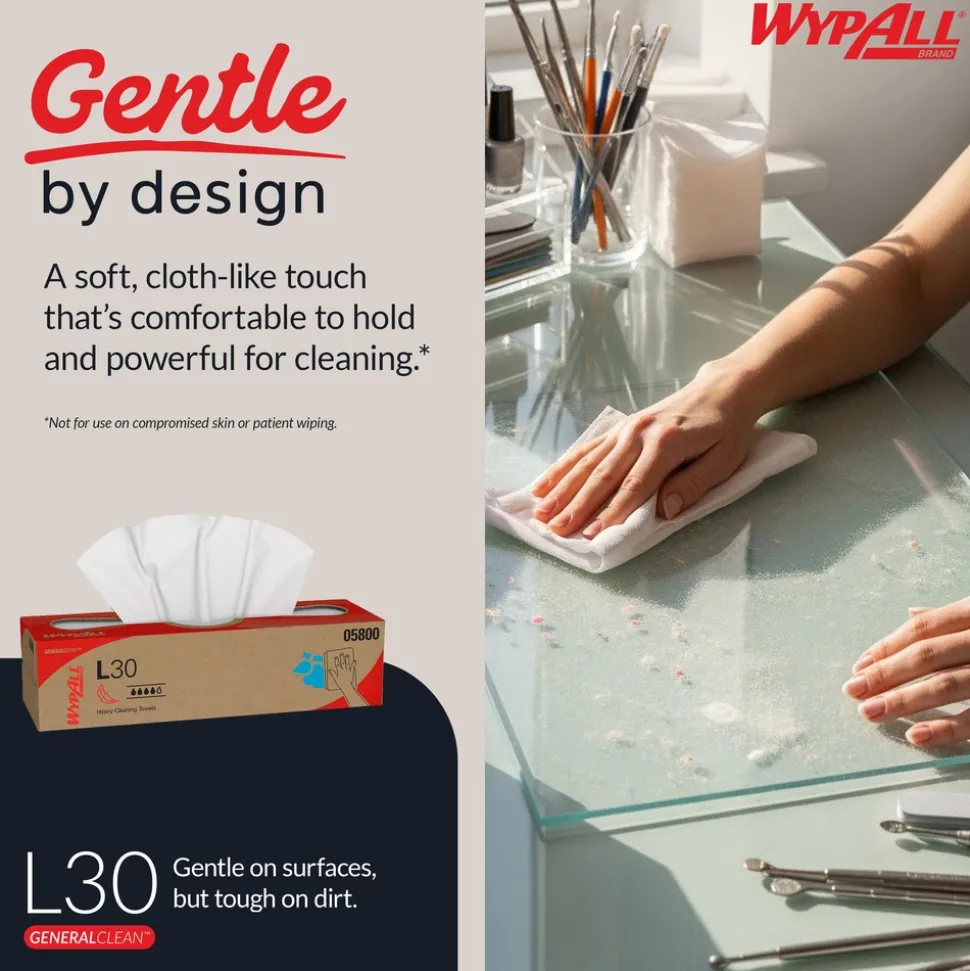 GeneralClean™ L30 Heavy Duty Cleaning Towels (05800), Pop-Up Box, Strong and Soft Towels, White