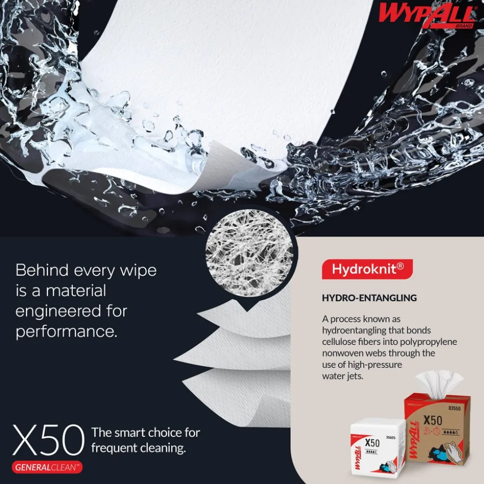GeneralClean™ x50 Cleaning Cloths (35015), Jumbo Roll, Strong for Extended Use, White