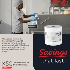 GeneralClean™ x50 Cleaning Cloths (35015), Jumbo Roll, Strong for Extended Use, White