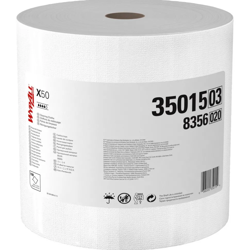 GeneralClean™ x50 Cleaning Cloths (35015), Jumbo Roll, Strong for Extended Use, White