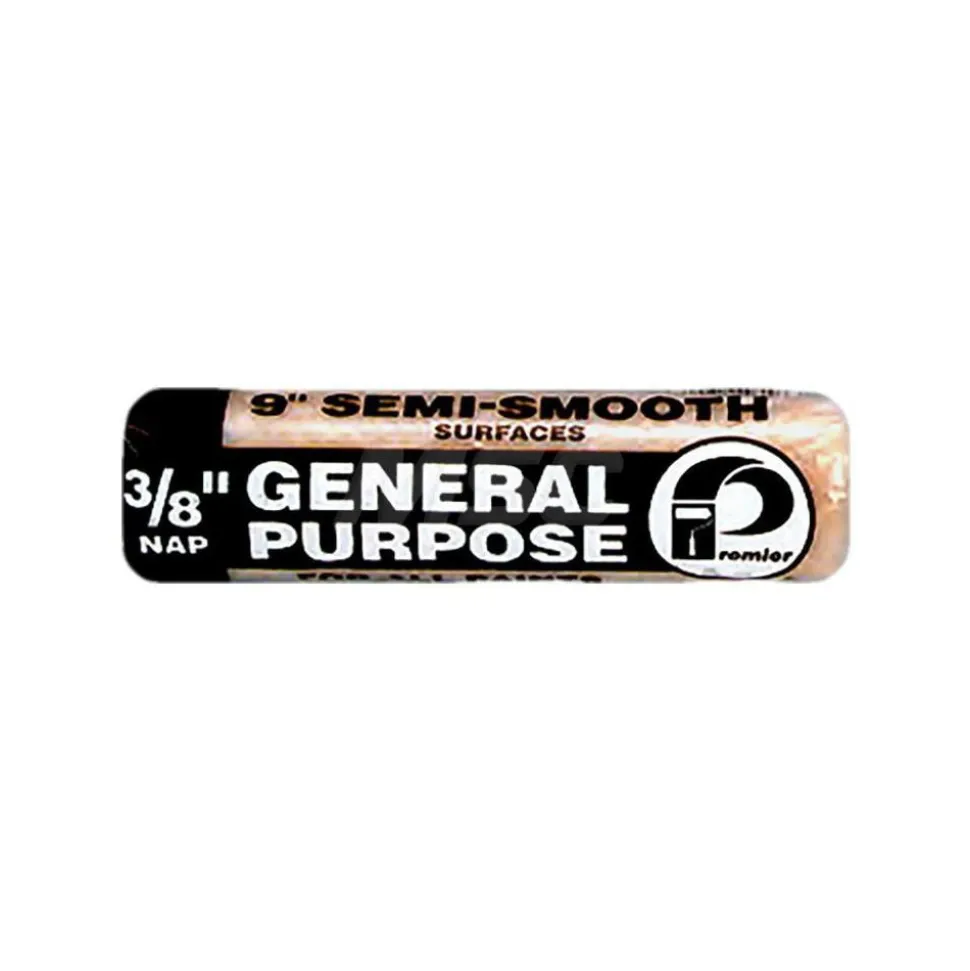 General Purpose Paint Roller Cover: 3/8" Nap, 9" Wide