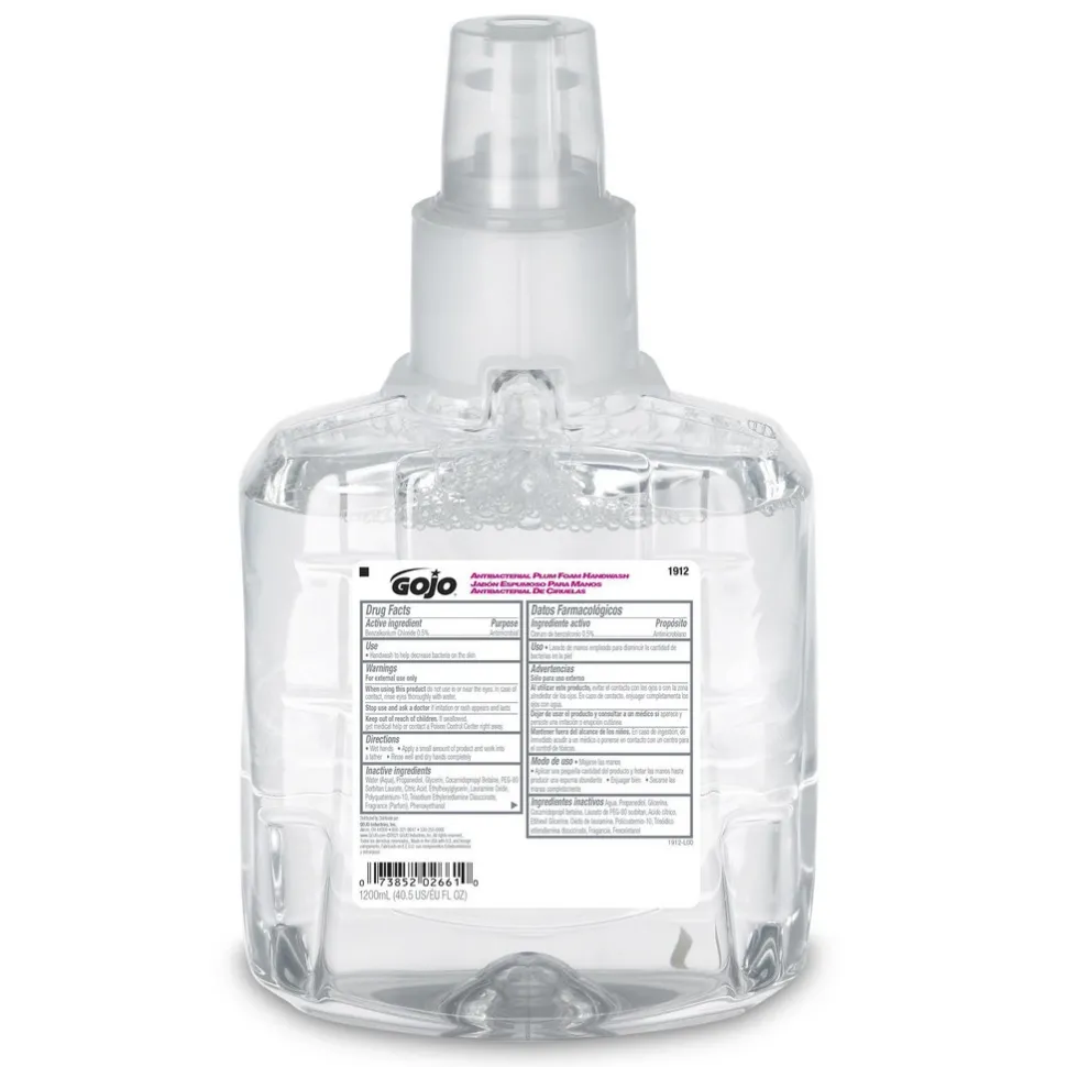 GOJO Antibacterial Plum Foam Handwash, 1200 mL Refill for GOJO LTX-12 Dispenser