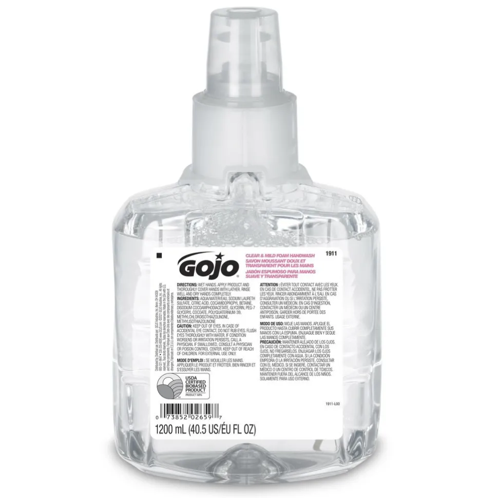 GOJO Clear & Mild Foam Handwash, 1200 mL Refill for GOJO LTX-12 Dispenser