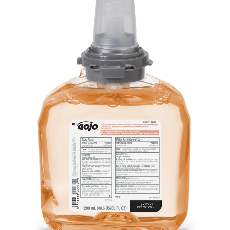 GOJO Premium Foam Antibacterial Handwash, 1200 mL Refill for GOJO TFX Dispenser