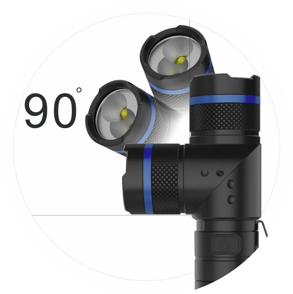 Handheld Flashlight: LED, 900 Lumens, 20 hr Max Run Time, Rechargeable Lithium-ion Battery (Included), Max Beam Distance: 80 m