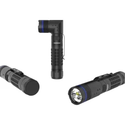 Handheld Flashlight: LED, 900 Lumens, 20 hr Max Run Time, Rechargeable Lithium-ion Battery (Included), Max Beam Distance: 80 m