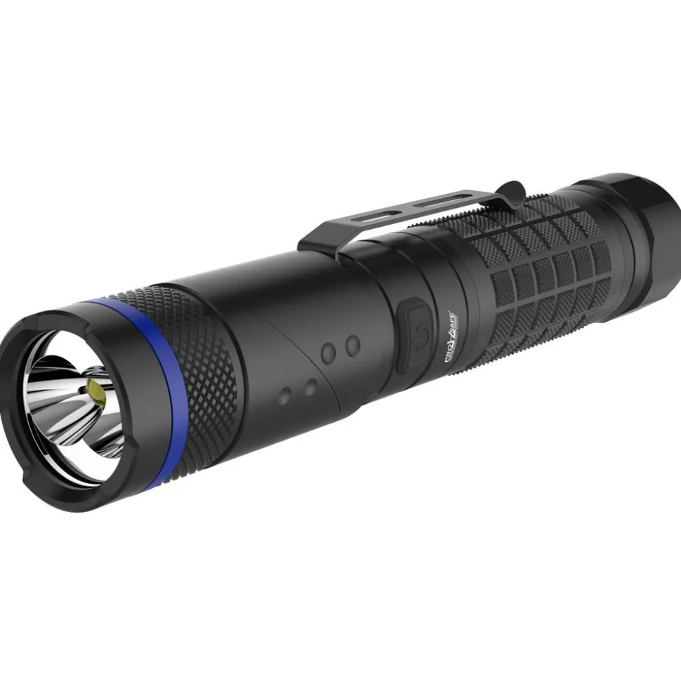 Handheld Flashlight: LED, 900 Lumens, 20 hr Max Run Time, Rechargeable Lithium-ion Battery (Included), Max Beam Distance: 80 m